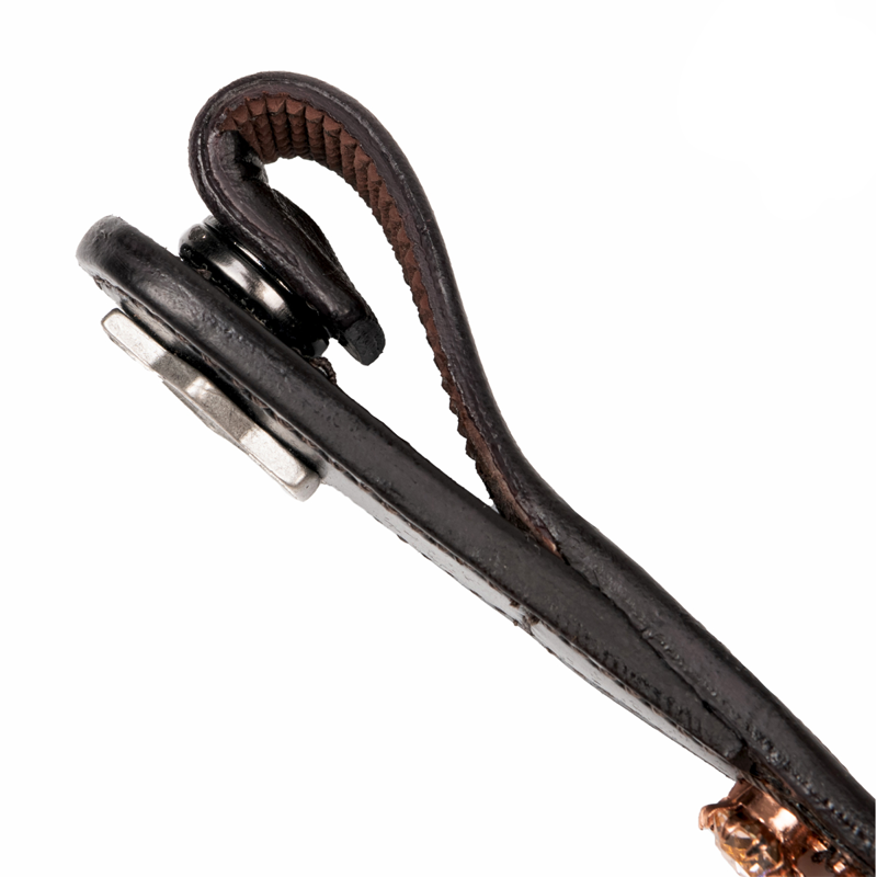 LeMieux Classic Diamante Browband - Brown Leather Rose-1